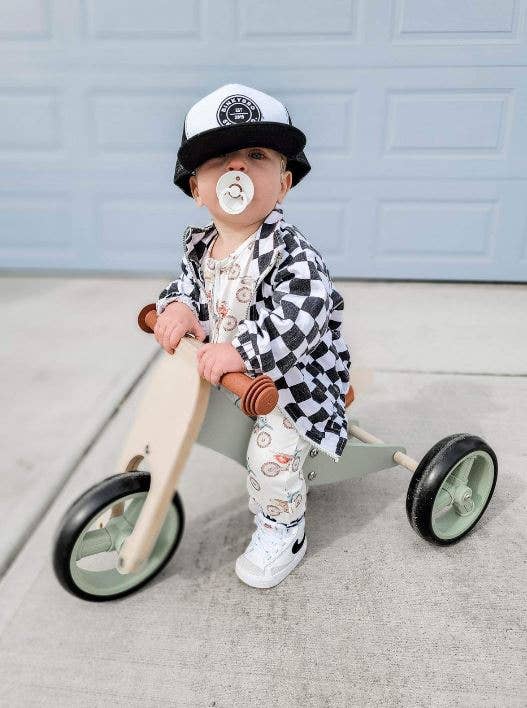 baby in dirt bike helmet Baby Dirt Bike Sleeper – Emerson+Ivory
