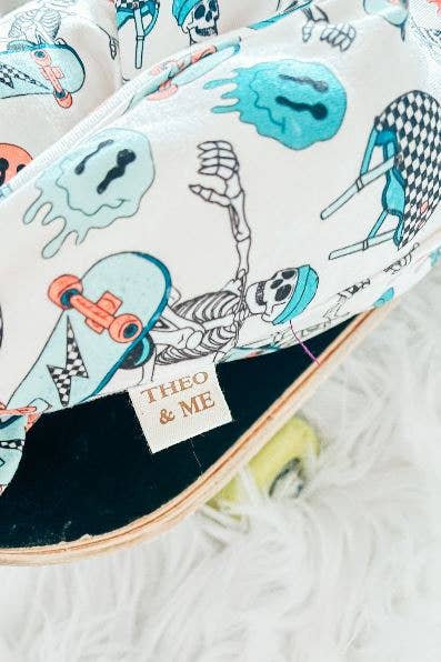 Boys Soft Sleepers Skelly Skateboard